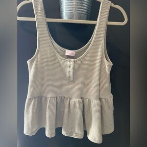 Pink Lily Taupe Sleeveless Waffle Knit Top